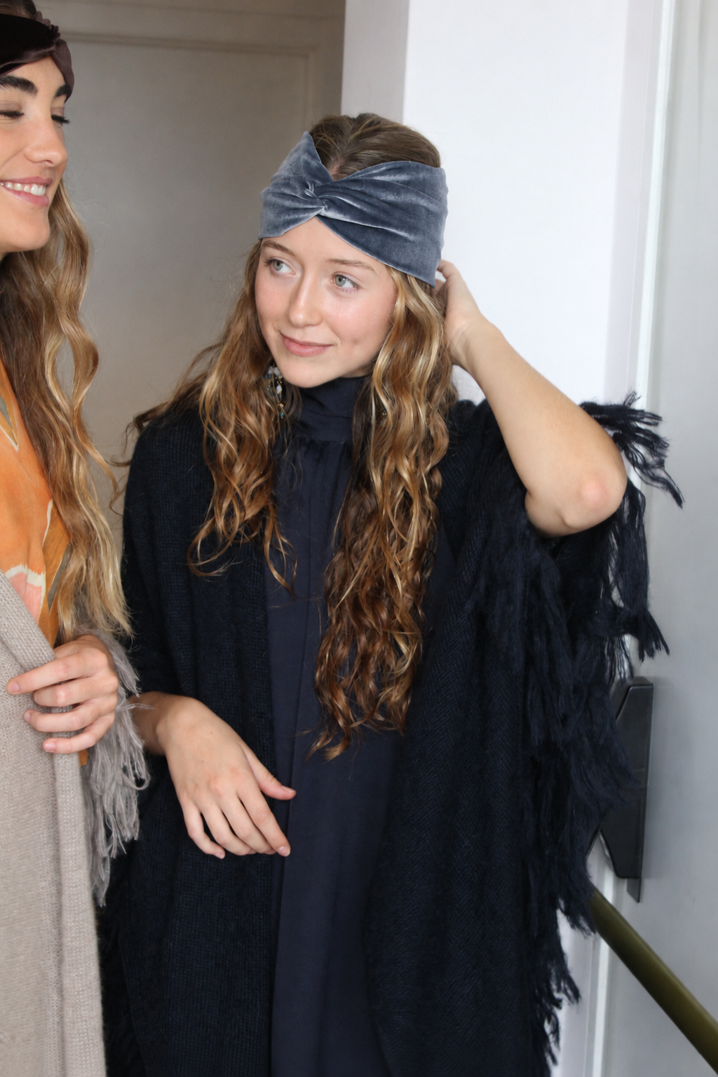 Turbante de terciopelo Gris