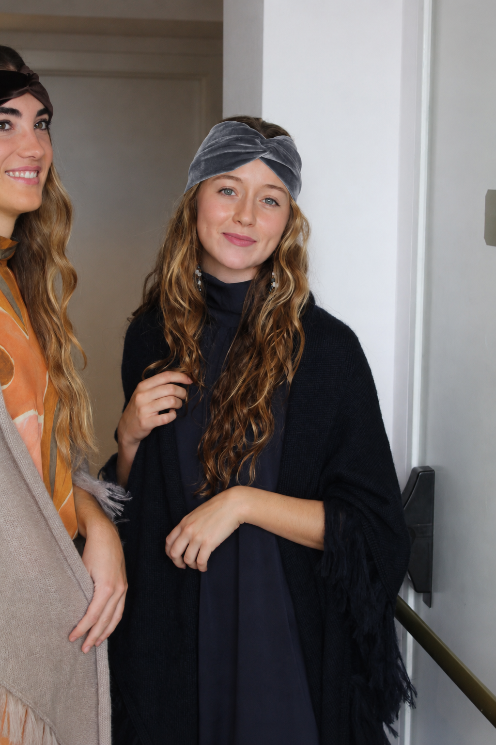 Turbante de terciopelo Gris