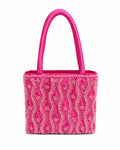Bolsa vintage castanha estilo saco com flores vermelhas bordadas