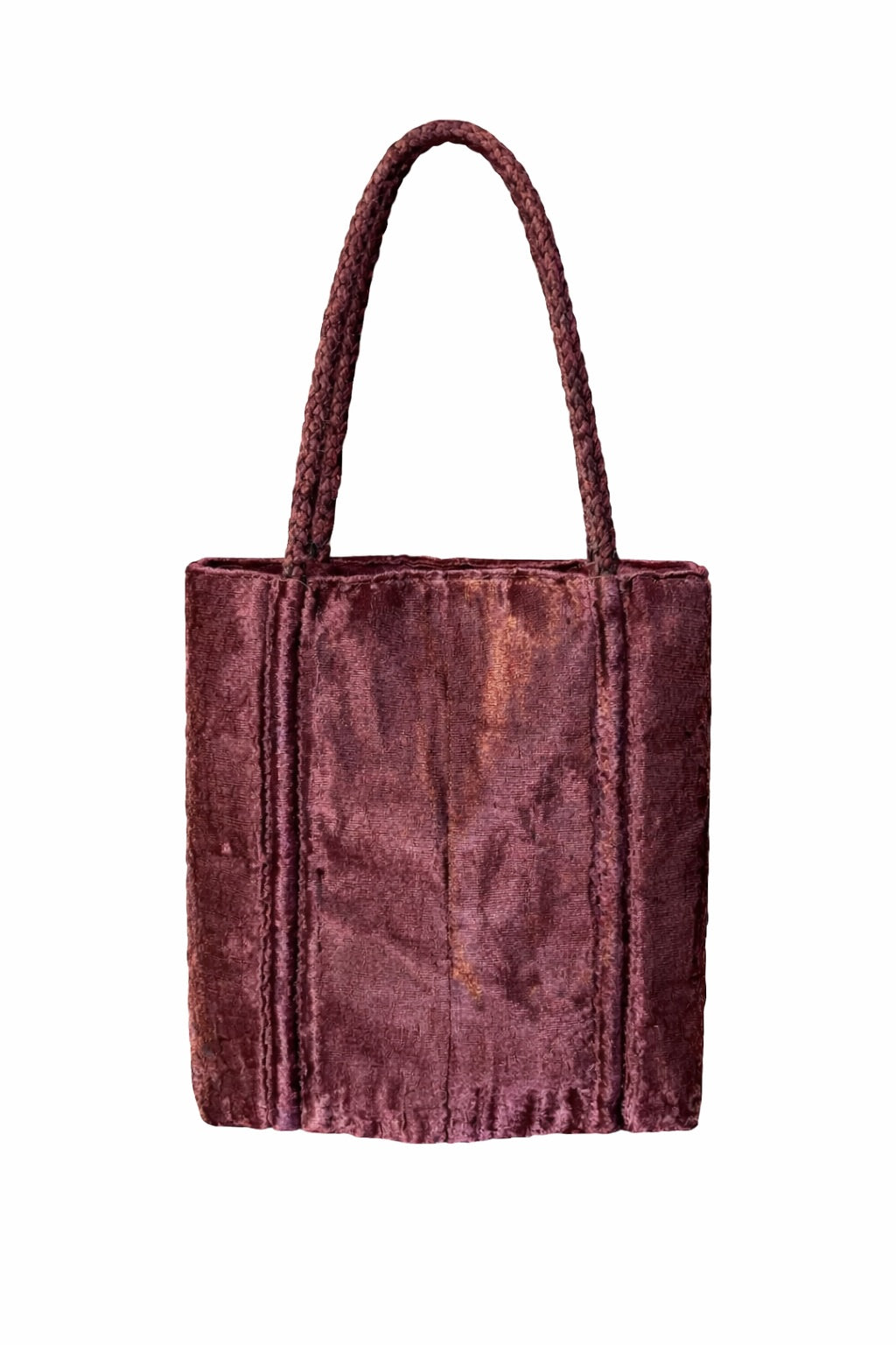 Bolsa vintage castanha estilo saco com flores vermelhas bordadas