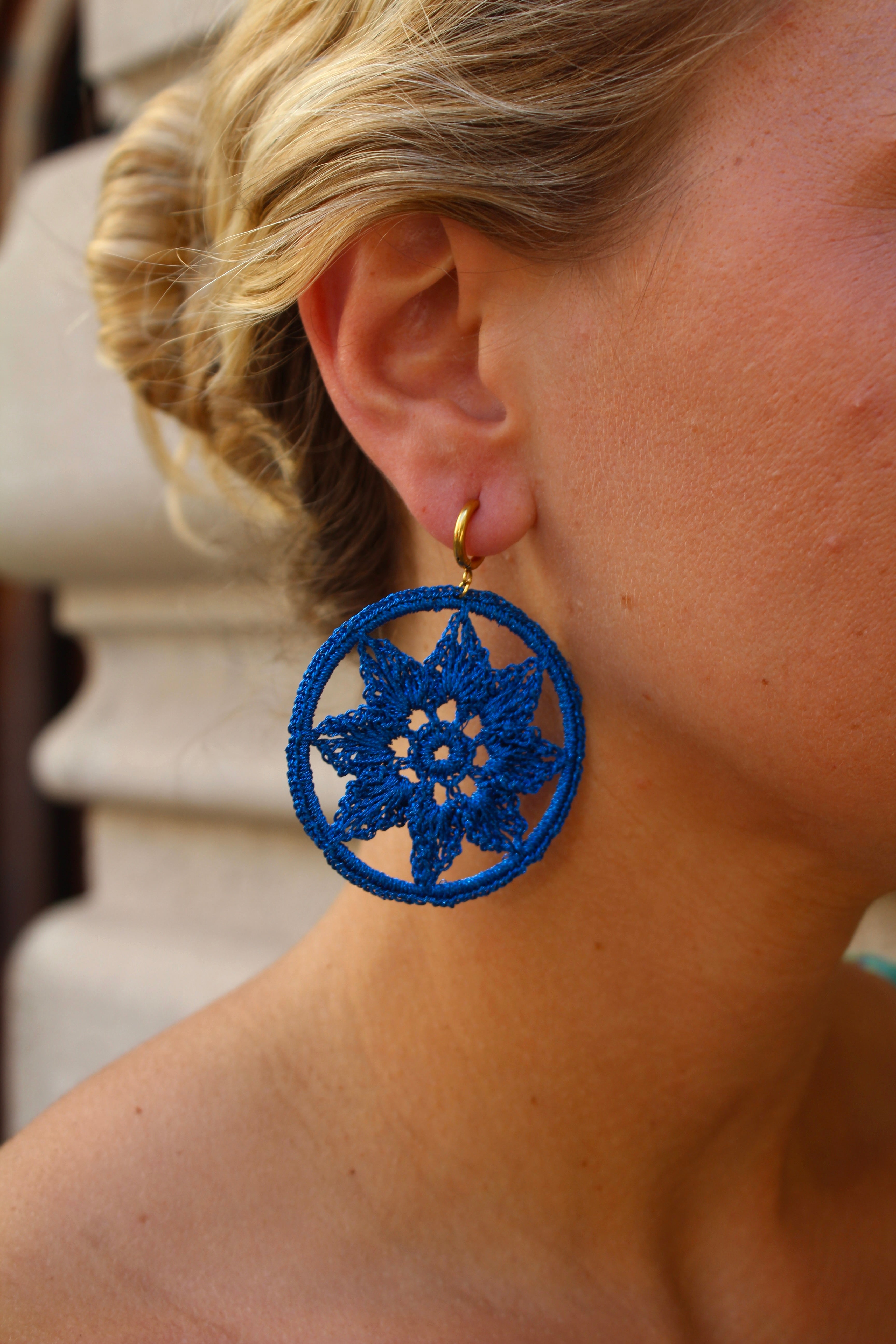 Pendientes Crochet Azul Klein