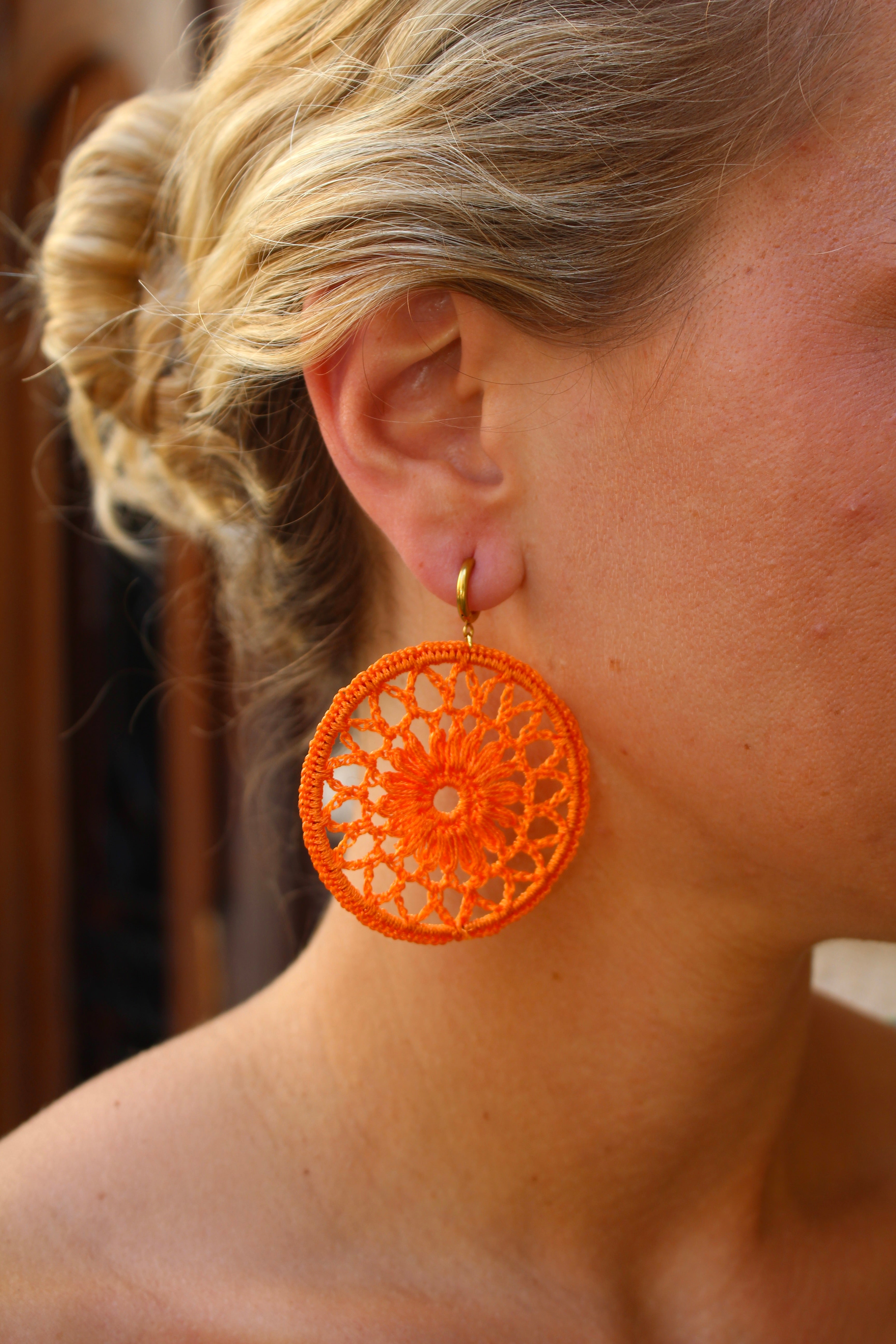 Pendientes Crochet Naranja