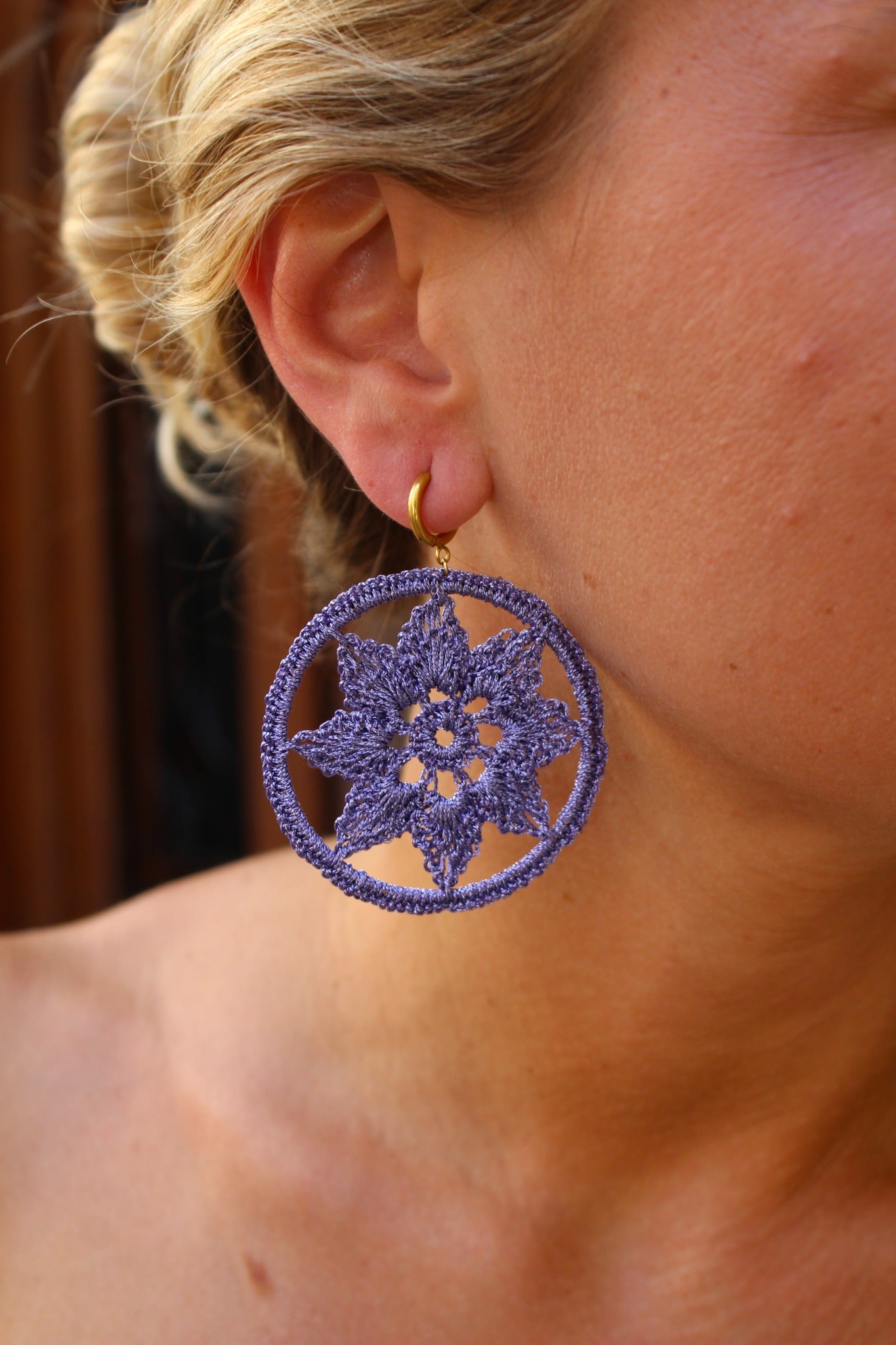 Pendientes Crochet Morado