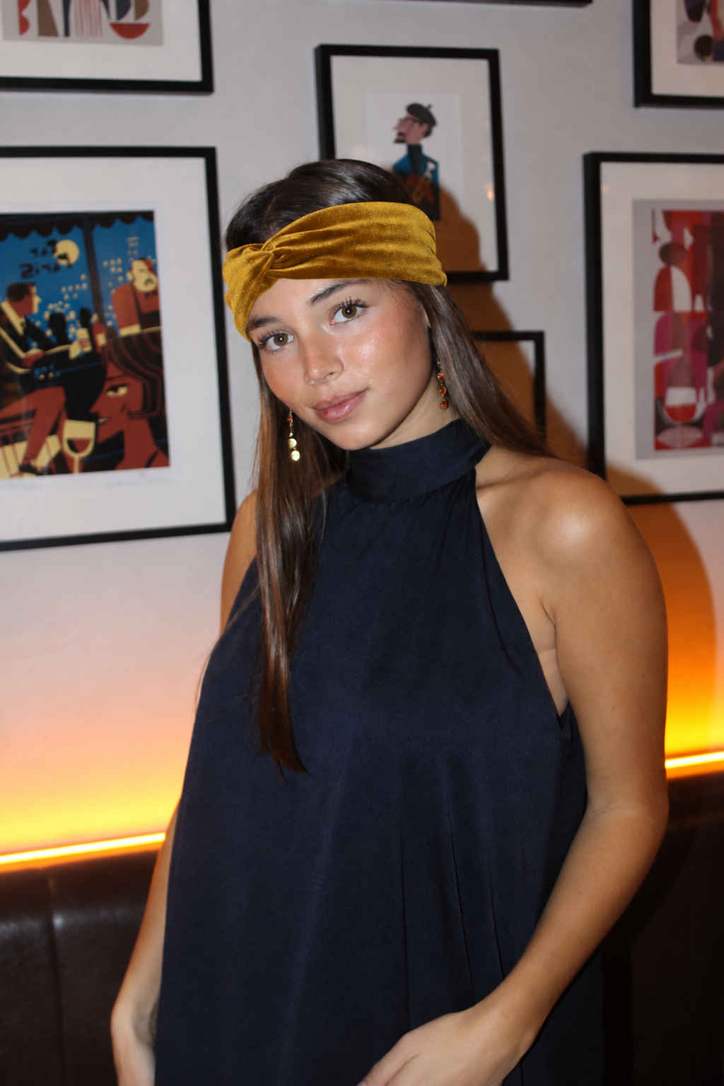 Turbante de terciopelo Mostaza